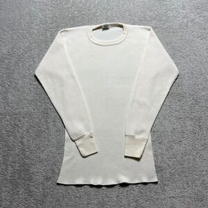 VINTAGE JE Morgan Long Johns Thermal Shirt XL White Waffle Knit Made in USA
